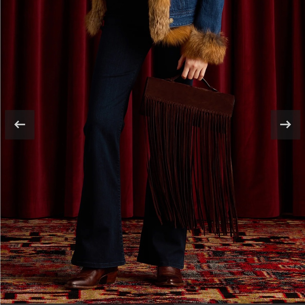 Lucchese Burgundy Suede Fringe Shoulder Bag - Picture 11 of 11
